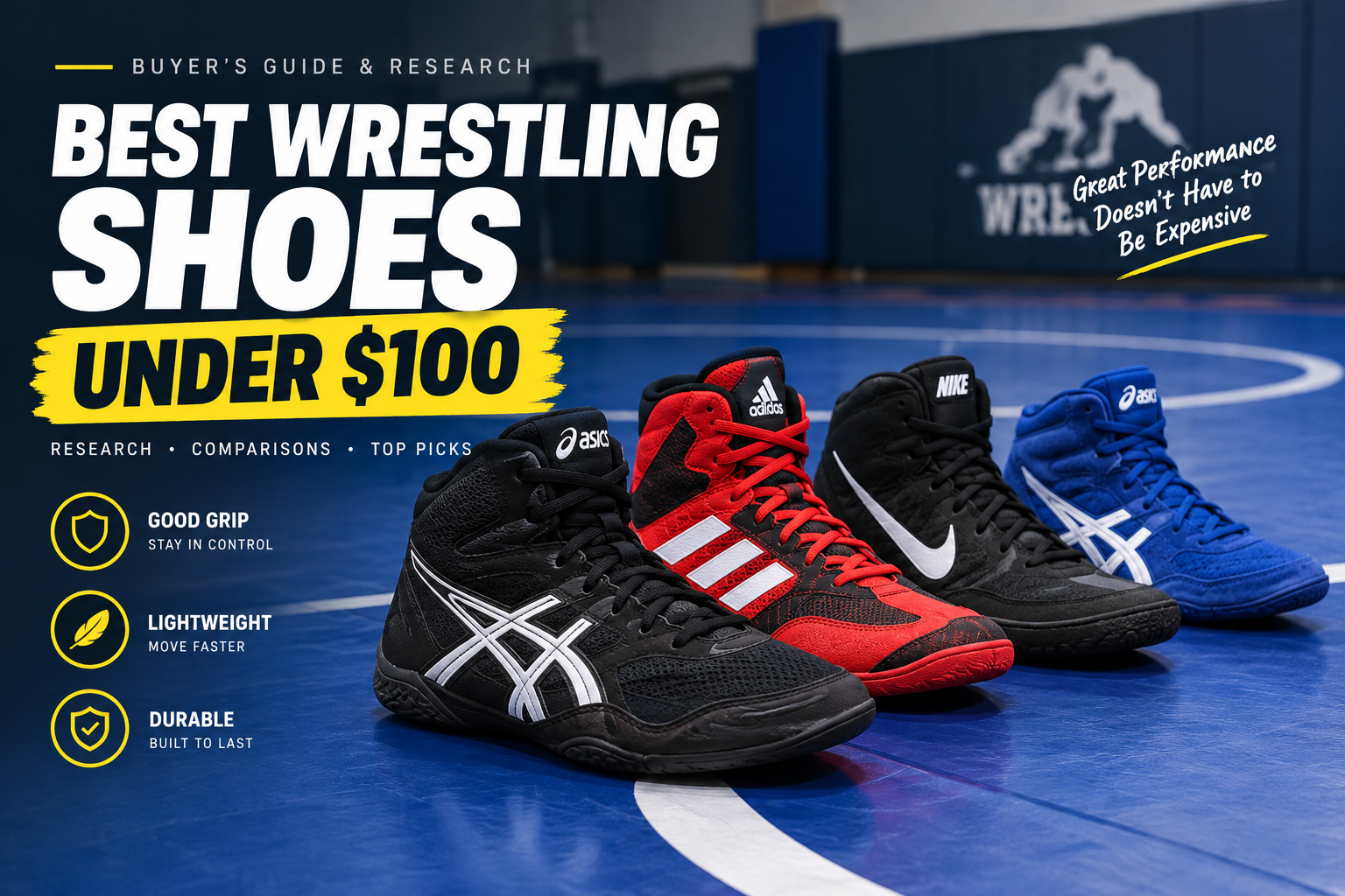 Five wrestling shoes under $100 compared side by side